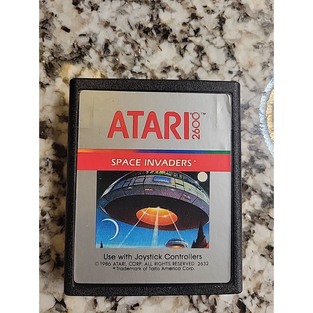 Rare Space Invaders (Atari 2600, 1980) Silver Label Variant ~ Tested & Working